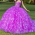 2024 Purple Princess Ball Gown Quinceanera Dresses Off Shoulder Beaded Crystals Tull Sweet 16 Party Birthday Lace-Up Vestidos De