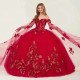 2024 Red Shiny Ball Gown Quinceanera Dress Sleeve Lace Appliques Beading With Cape Vestidos De 15 Anos Sweet 16 Dress