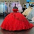 2024 Red Shiny Quinceanera Dress Ball Gown Appliques Beading Sequins Off the Shoulder Sweet 16 Dress Vestido De 15 Anos