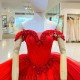 2024 Red Sparkly Princess Quinceanera Dresses Gillter Off Shoulder Floral Applique Beads Tull Sweet 16 vestidos de 15