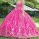 2024 Rose Red Sparkly Quinceanera Dresses Ball Gown Off The Shoulder Crystal Beads Tull Sweet 16 Dress Vestidos De 15 Girls