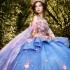 2024 Sky Blue Quinceanera Dress Sequined Lace Appliques Flower Beads Crystal With Cape Off Shoulder Vestido De 15 Quinceaneras