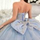 2024 Sky Blue Shiny Quinceanera Dresses Formal Luxury Party Beading Lace Appliques Sweet 15 Dress Graduation Ball Gwon Prom Gown