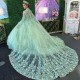 3D Flowers Floral Appliques Lace Sage Green Quinceanera Dresses Ball Gown Off The Shoulder Corset Vestidos De XV 15 Anos