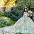 3D Flowers Floral Appliques Lace With Cape Sage Green Quinceanera Dresses Ball Gown Off The Shoulder Corset Vestidos De 15 XV