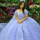 3D Flowers Lavender Shiny Ball Gown Quinceanera Dresses Appliques Lace Beads With Cape Corset Vestidos De 15 Anos