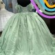 Applique Sage Green Quinceanera Dresses Ball Gown Birthday Party Dress Bow Lace Up Graduation Gown Sweetheart de 15 anos