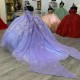 Beaded Lavender Shiny Ball Gown Quinceanera Dresses Applique Lace Celebrity Party Gowns Sequined Graduation Vestido De 15 Anos