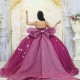 Beading Glittering Maroon Butterfly Quinceanera Dresses Bow Off-Shoulder Vestidos De 15 Anos Party Prom Princess Dress