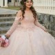 Beading Pink Shiny Ball Gown Quinceanera Dress Corset Lace Appliques Flower Sequins With Cape Sweet 16 Dress Vestidos De XV 15