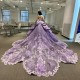 Beads Lavender Luxury Ball Gown Quinceanera Dresses Crystal Glitter Applique Lace Flower Vestidos De 15 Anos