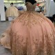 Beads Pink Sparkly Princess Quinceanera Dresses Flower Ball Gown Birthday Gown Tulle Lace-Up Sweet 16 Dresses vestidos de 15