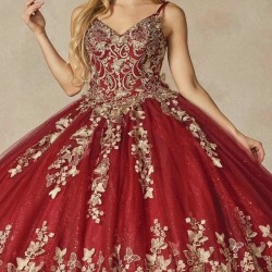 Burgundy Shiny Ball Gown 15 Year Old Quinceanera Dresses With Gold Appliques Bow Beads Princess Brithday Party Gowns