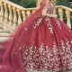 Burgundy Shiny Ball Gown 15 Year Old Quinceanera Dresses With Gold Appliques Bow Beads Princess Brithday Party Gowns