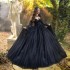 Crystal Black Glittering Luxury Quinceanera Dresses Off Shoulder Applique Beads Birthday Party Ball Gown Vestidos de 15 anos