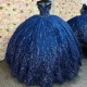 Crystal Navy Blue Sweet 16 Princess Sweetheart Quinceanera Dress Applique Lace Beading Ball Gown Corset Vestidos De 15 Anos