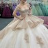 Glitter Ivory Crystal Ruffles Ball Gown Quinceanera Dresses Off The Shoulder Applique Beading Corset Vestido De 15 Anos