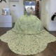 Glitter Sage Green Quinceanera Dress Ball Gown Off The Shoulder 3DFloral Applique Beaded Tull Corset Sweet 16 Vestido De 15 Anos