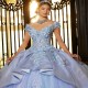 Glitter Sky Blue Off The Shoulder Ball Gown Quinceanera Dresses Sweet 16 Princess Lace Beads V-Neck Prom Gowns Vestido De 15Anos