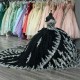 Glittering Black Sweetheart Quinceanera Dresses Formal Applique Beads Birthday Party Ball Gown Off the Shoulder Vestidos De 15