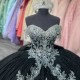 Glittering Black Sweetheart Quinceanera Dresses Formal Applique Beads Birthday Party Ball Gown Off the Shoulder Vestidos De 15