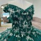 Green Blackish Shiny Princess Ball Gown V-Neck Quinceanera Dress 3DFlower Applique Beads Birthday Party Sweet Vestidos De 15 Anos