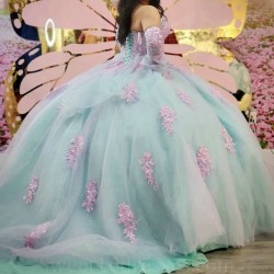 Light Green Ball Gown Quinceanera Dress 2024 Appliques Lace Princess Tulle Vestidos De 15 Anos Birthday Party Sweet 16 Dress