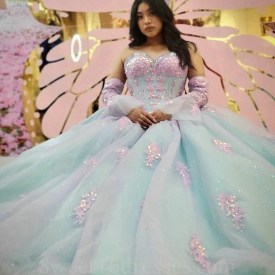 Light Green Ball Gown Quinceanera Dress 2024 Appliques Lace Princess Tulle Vestidos De 15 Anos Birthday Party Sweet 16 Dress