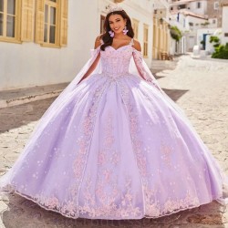 Light Lavender Princess Quinceanera Dress Ball Gown Lace Applique Beading Tull Spaghetti Strap Corset Sweet 16 Vestido 15De Anos