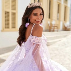 Light Lavender Princess Quinceanera Dress Ball Gown Lace Applique Beading Tull Spaghetti Strap Corset Sweet 16 Vestido 15De Anos