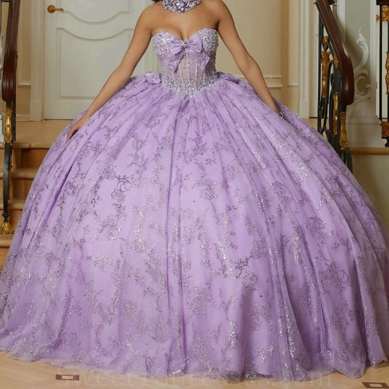 Lilac Off The Shoulder Princess Quinceanera Dress Ball Gown Classic Appliqué Sequin Beads Bow Sweet 16 Dress Vestido De 15 Anos