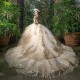 Long Sleeves Champagne Shiny Quinceanera Dress Ball Gown Gold Lace Applique Pearls Ruffles Corset Sweet 16 Vestidos De XV 15Anos