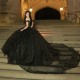 Luxury Black Quinceanera Dress 2024 Ball Gown Princess Chapel Train Applique Lace Ruffle Sweet 15 16 Birthday Party Gown