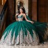 Luxury Green Princess Ball Gown Quinceanera Dresses 2024 Mexico Appliques Lace Beads Tull Birthday Party Vestidos De 15 XV Anos