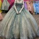 Luxury Light Green Quinceanera Dress Ball Gown Sweet 16 Girls Beading Appliques Lace Tull With Cape Birthday Party Prom Dresses