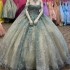 Luxury Light Green Quinceanera Dress Ball Gown Sweet 16 Girls Beading Appliques Lace Tull With Cape Birthday Party Prom Dresses