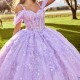 Luxury Lilac Quinceanera Dress Sweetheart Sequin Flowers Beads Tull 2024 Ball Gown Floor Length Sweep Train Vestidos De 15 Anos