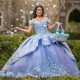 Luxury Off the Shoulder Shiny Quinceanera Dresses Ball Gown Applique Lace Flower Beads Sweet 16 Dresses