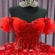 Luxury Red Shiny Sweetheart Ball Gown Sweet 16 Quinceanera Dresses 2024 Off Shoulder Beads Appliques Lace Vestidos De 15 Anos