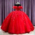 Luxury Red Shiny Sweetheart Ball Gown Sweet 16 Quinceanera Dresses 2024 Off Shoulder Beads Appliques Lace Vestidos De 15 Anos