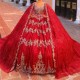 Luxury Red With Cape Quinceanera Dresses Ball Gown Appliques Lace Beaded Off Shoulder Sweet 16 Dress Lace-up Vestidos 15 De