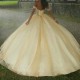 Mexican 2024 Yellow Quinceanera Dress Sweet 15 16 Ball Gown Off The Shoulder Beaded Crystal Tull Vestidos De 15 Anos