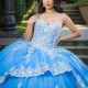 Mexican Blue Shiny Quinceanera Dress Ball Gown Off The Shoulder Applique Lace Beaded Tull Corset Sweet 16 Vestidos De 15 Anos