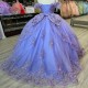 Mexican Lavender Off The Shoulder Ball Gown Quinceanera Dress Beaded Lace Appliques Birthday Gowns Sweet 16 Dress