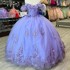 Mexican Lavender Off The Shoulder Ball Gown Quinceanera Dress Beaded Lace Appliques Birthday Gowns Sweet 16 Dress