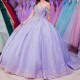 Mexican Lavender Quinceanera Dresses Handmade 3D Floral Applique Beads Birthday Princess Formal Ball Gowns Vestidos XV 15 Anos