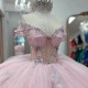 Mexican Pink Quinceanera Dress Ball Gown Off The Shoulder Applique Lace Beads Crystal Tull Corset Sweet 16 Vestidos De 15 Anos