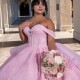 Mexican Pink Shiny Sweetheart Quinceanera Dresses Beads Crystal Birthday Princess Formal Ball Gowns Vestidos XV Anos