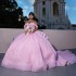 Mexican Pink Shiny Sweetheart Quinceanera Dresses Beads Crystal Birthday Princess Formal Ball Gowns Vestidos XV Anos