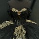 Mexico Black Off The Shoulder Quinceanera Dresses 2024 Sparkly Sequined Gold Applique Lace Beads Corset Ball Gown Sweet 16 15